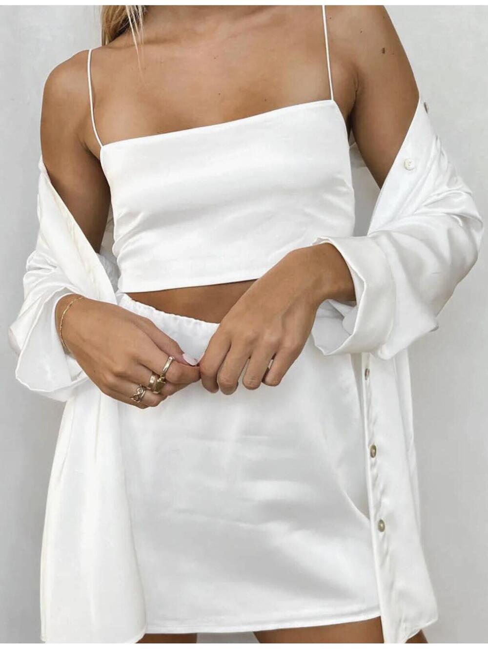 Show Me Your MuMu White Satin Skort